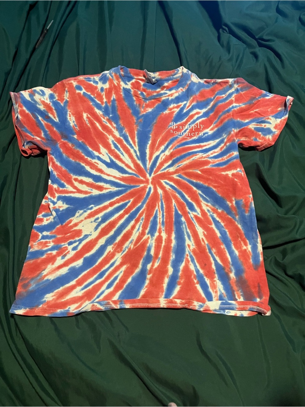Simply Southern Kids Red, Blue & White Spiral Tie-Dye Tee